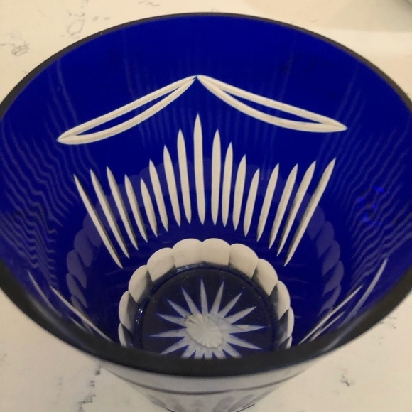 Cobalt Blue Cased Glass Champagne/Ice Bucket VTG Imperial Estate Crystal - Picture 3 of 13